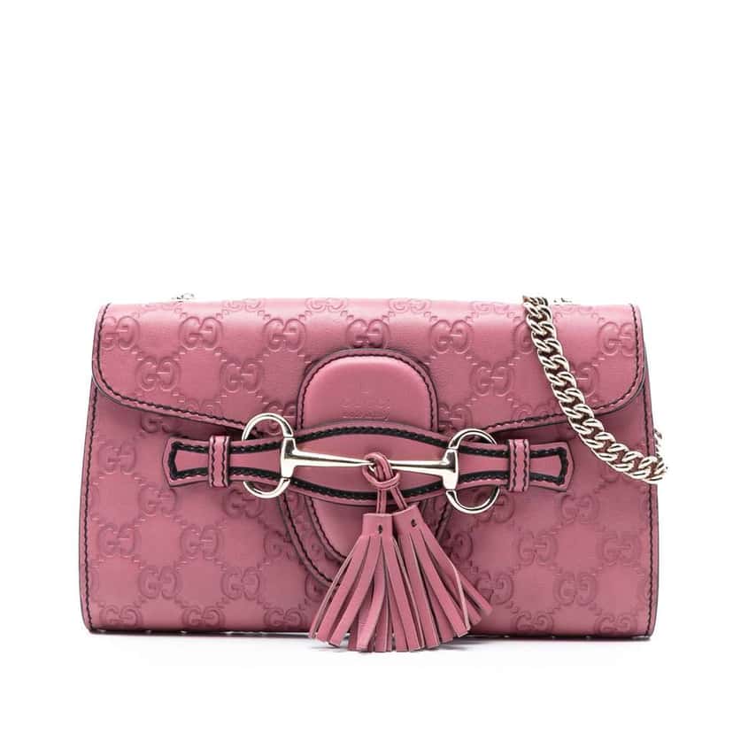 Gucci Small Guccissima Emily Crossbody Pink Leather Good condition - Front View