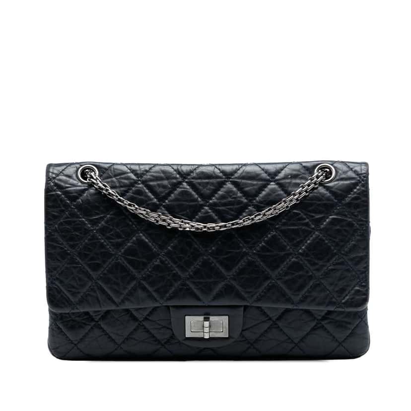 Chanel Aged Calfskin Reissue 2.55 Double Flap 227 Blue Leather Very good condition - Front View