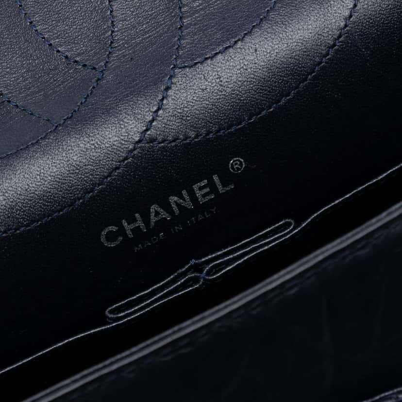 Chanel Aged Calfskin Reissue 2.55 Double Flap 227 Blue Leather Very good condition - Box View