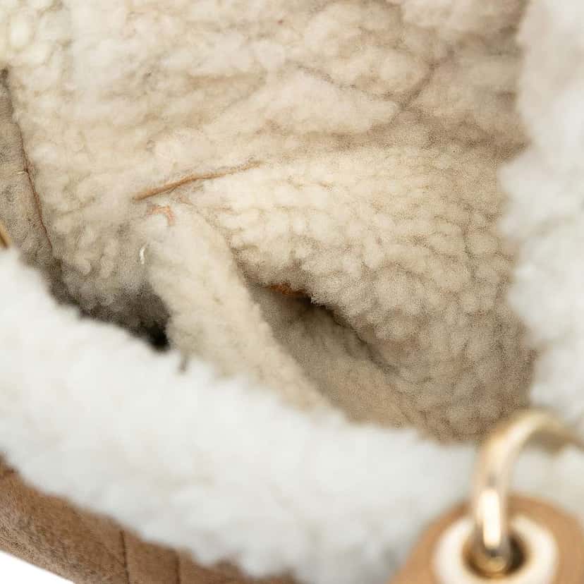 Dior Mini Suede Cannage with Shearling Trim Lady Dior Brown Leather Good condition - Model View