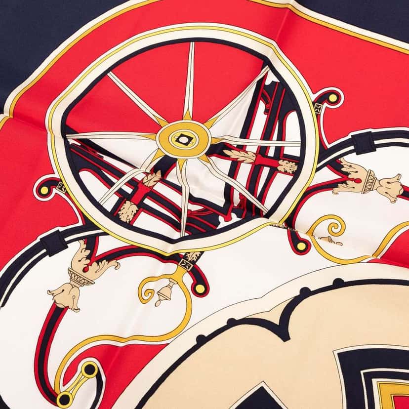 Hermès Washingtons Carriage Silk Scarf 90 Red Silk Very good condition - Box View