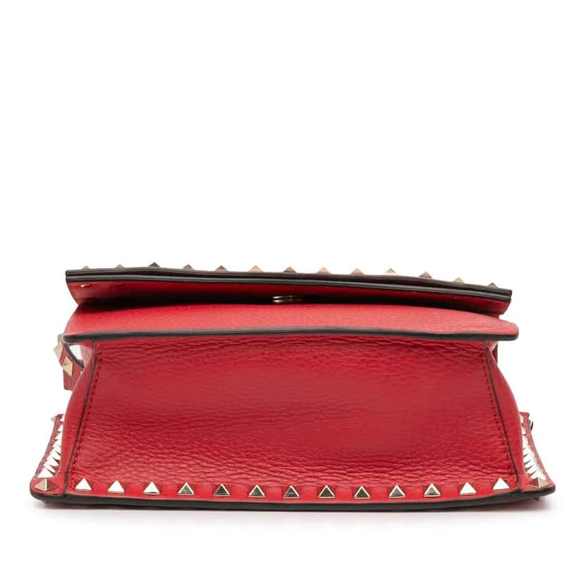 Valentino Small Grained Calfskin Rockstud Crossbody Red Leather Very good condition - Inside View