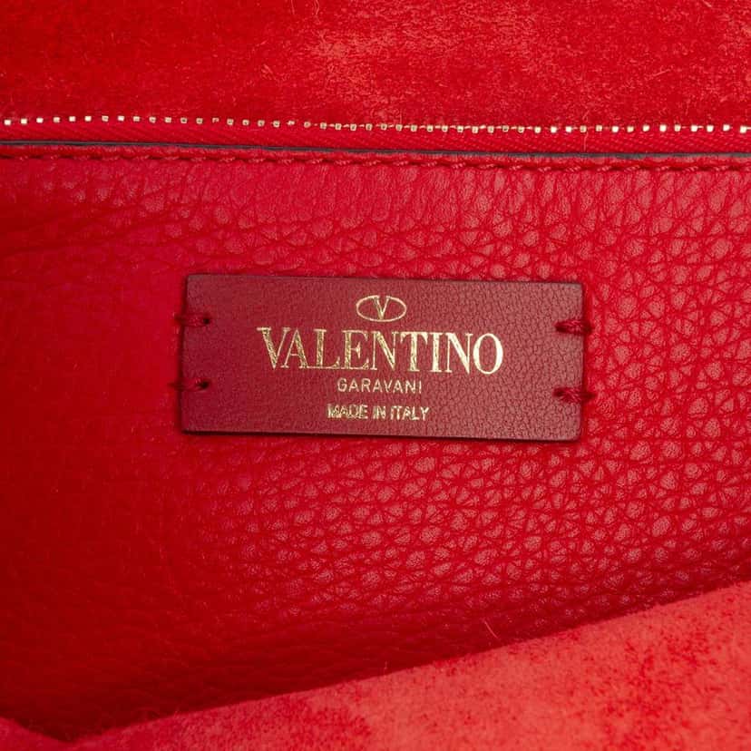 Valentino Small Grained Calfskin Rockstud Crossbody Red Leather Very good condition - Box View