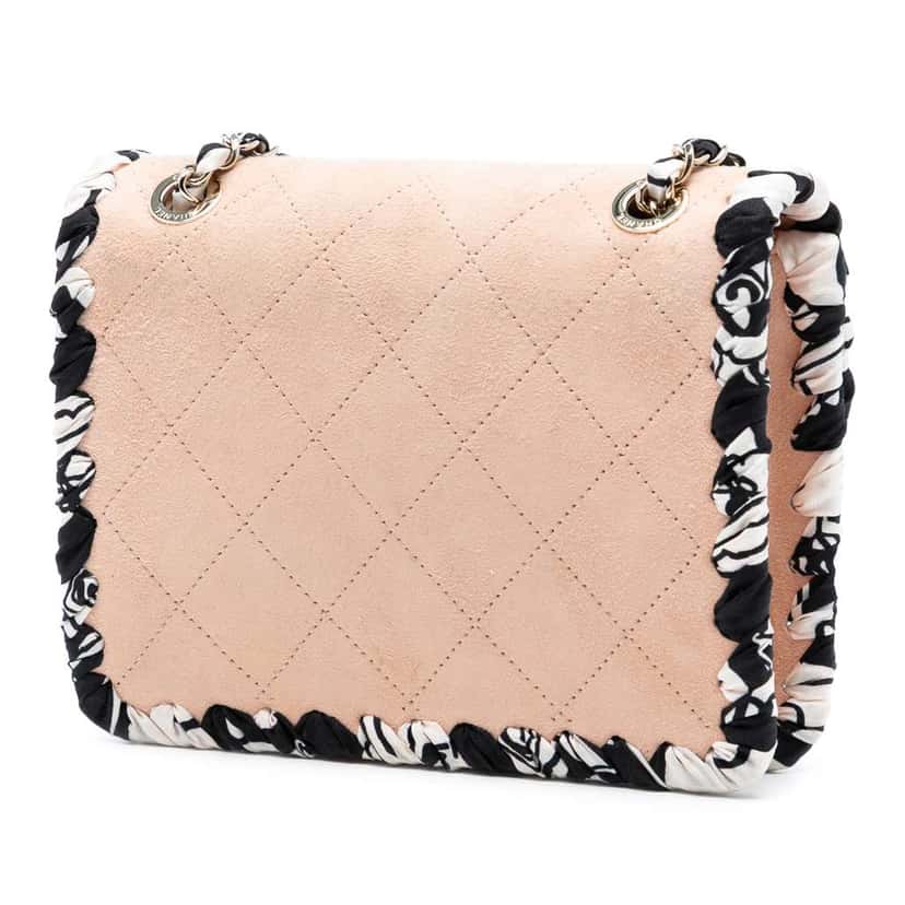 Chanel Mini Quilted Suede Braided My Own Frame Flap Brown Leather Good condition - Back View