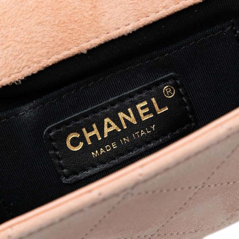 Chanel Mini Quilted Suede Braided My Own Frame Flap Brown Leather Good condition - Box View