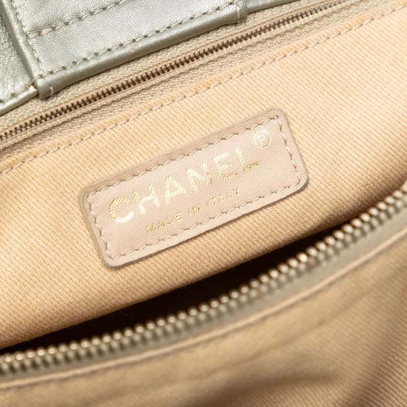 Chanel Perforated Metallic Calfskin Up In The Air Tote Gold Leather Good condition - Box View