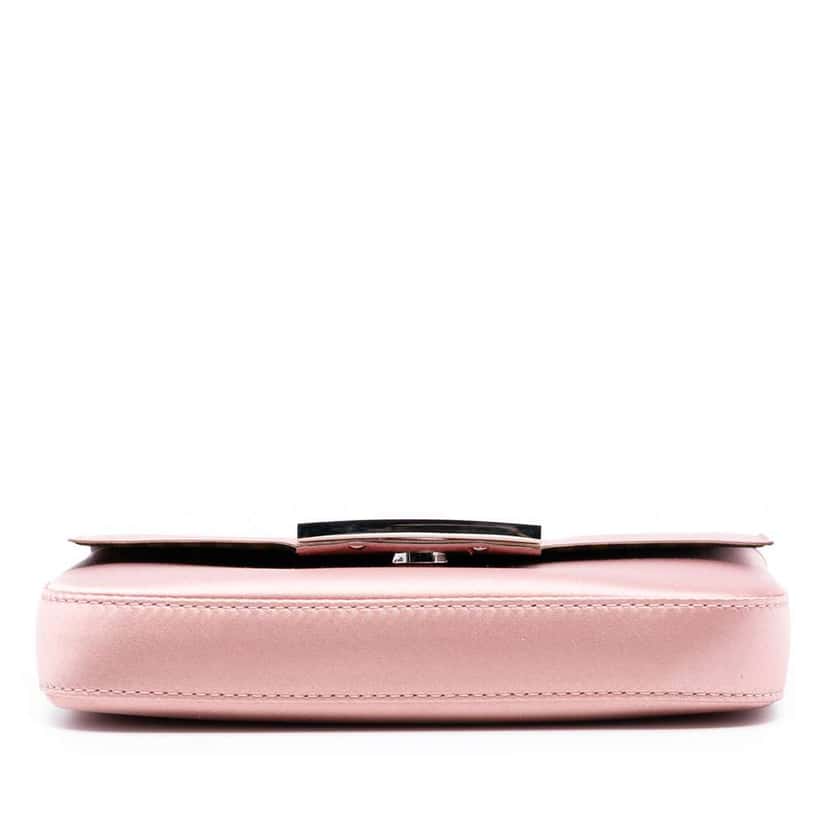 Fendi Satin Baguette Phone Pouch Satchel Pink Satin Good condition - Inside View