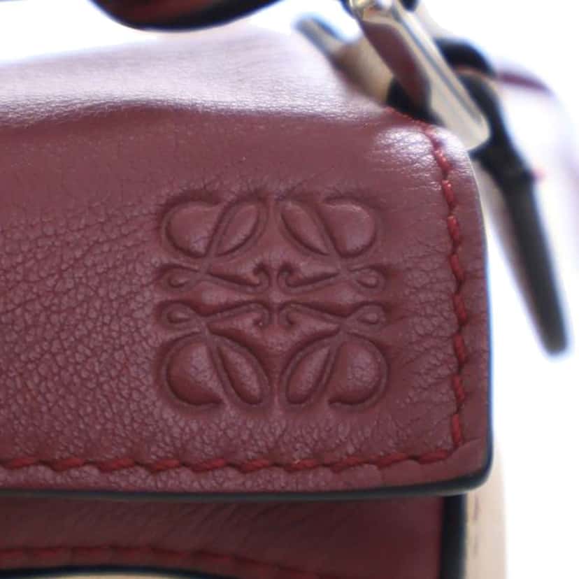 Loewe Mini Bicolor Calfskin Puzzle Satchel Red Leather Good condition - Model View