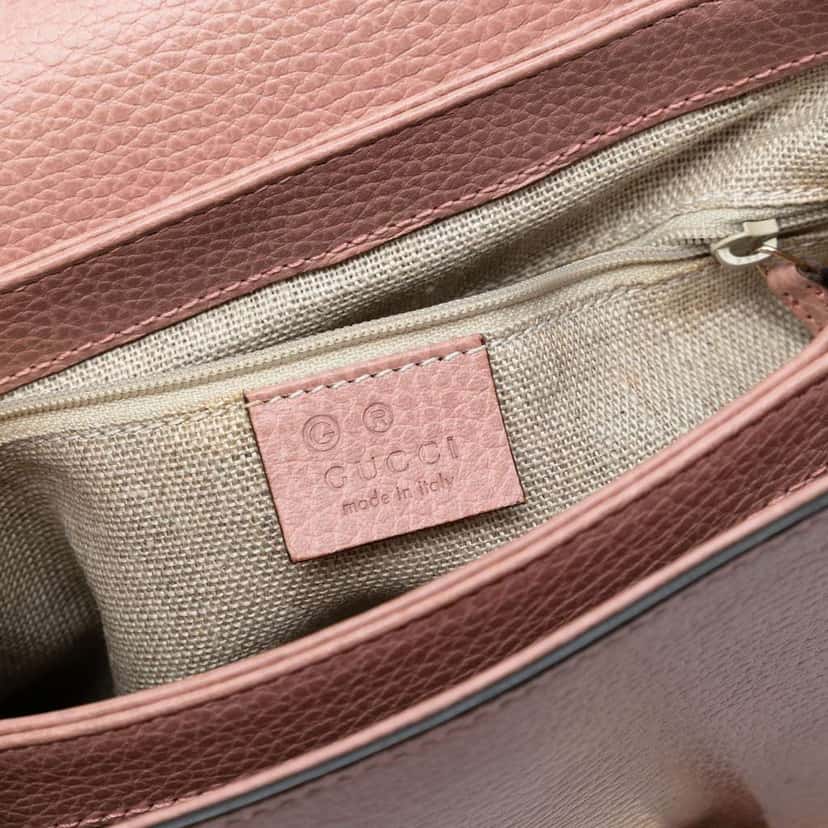 Gucci Small Dollar Calfskin Interlocking G Satchel Pink Leather Good condition - Model View