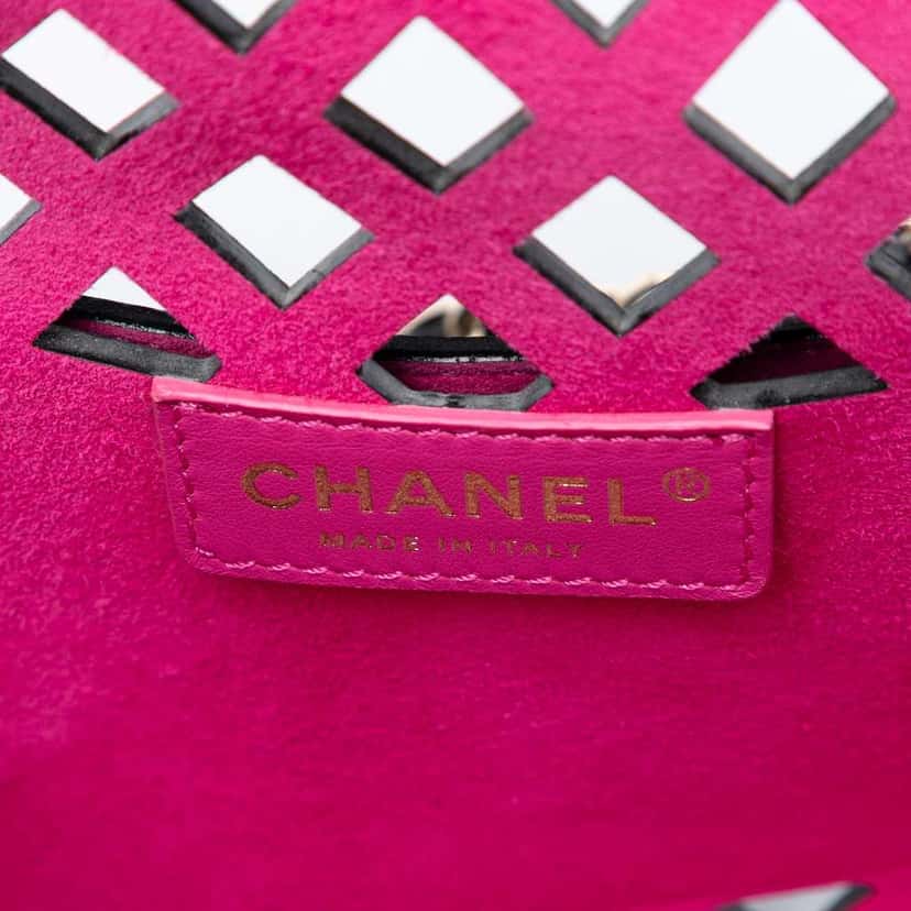 Chanel Large Perforated Calfskin See Through Flap Black Leather Very good condition - Box View