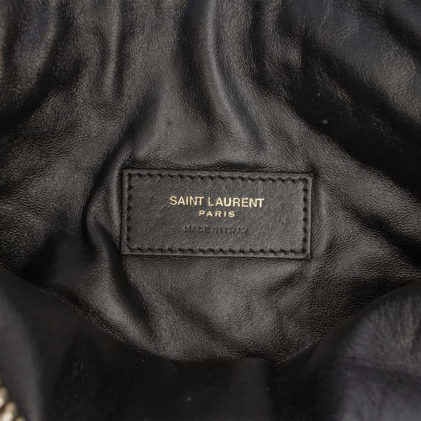 Saint Laurent Mini Quilted Lambskin Gaby Zippered Pouch Black Leather Very good condition - Box View