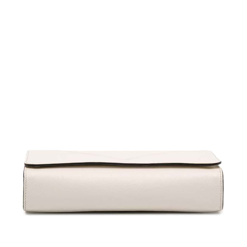 Prada Saffiano Triangle Embossed Logo Flap Crossbody White Leather Good condition - Inside View