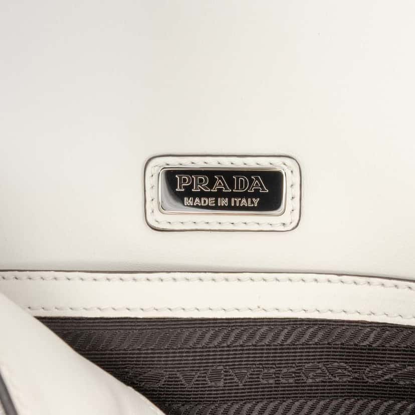 Prada Saffiano Triangle Embossed Logo Flap Crossbody White Leather Good condition - Box View