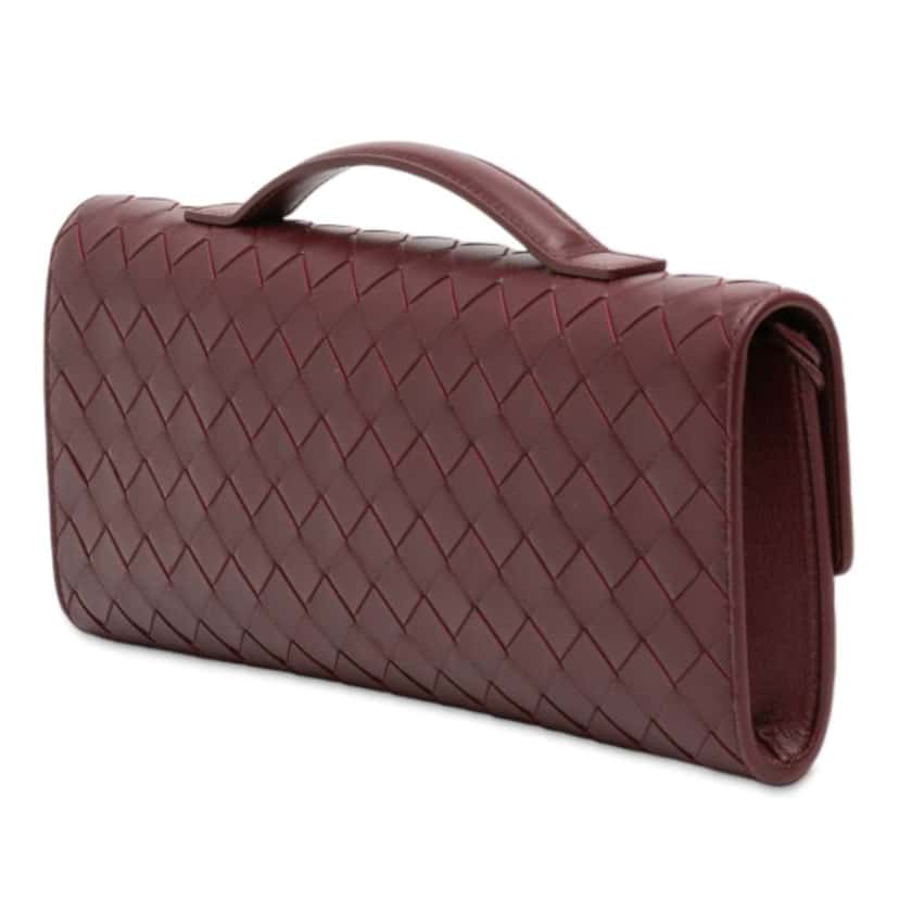 Bottega Veneta Lambskin Intrecciato Andiamo Clutch Red Leather Good condition - Back View