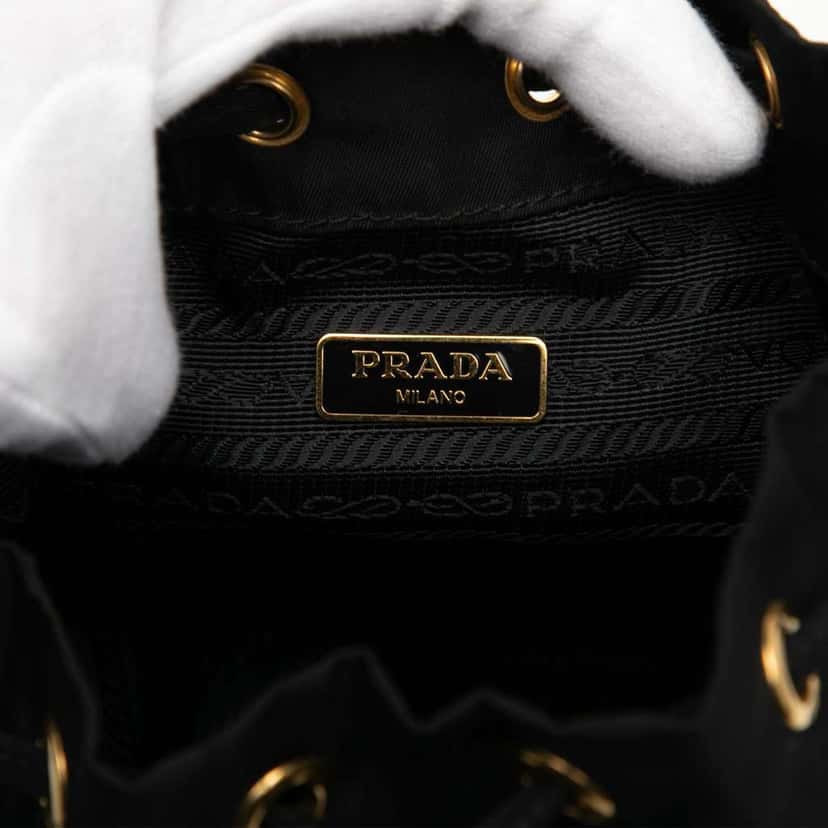 Prada Tessuto Drawstring Pouch Black Good condition - Box View