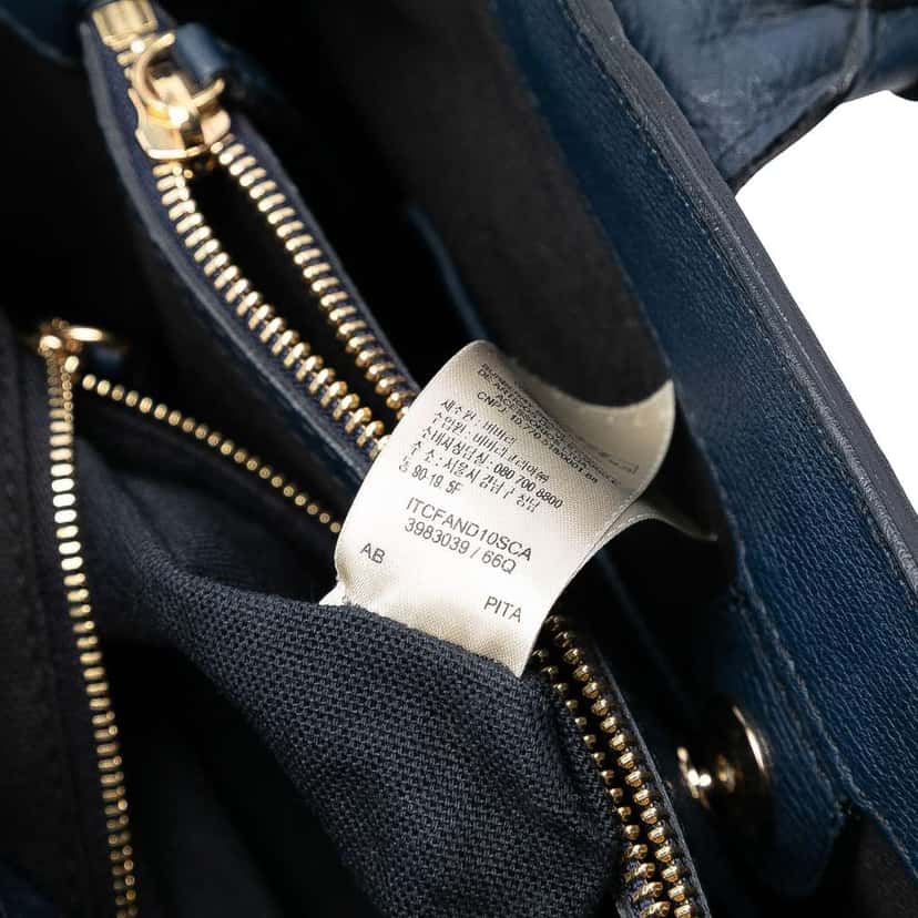Burberry Medium Leather and House Check Banner Satchel Blue Leather Good condition - Box View