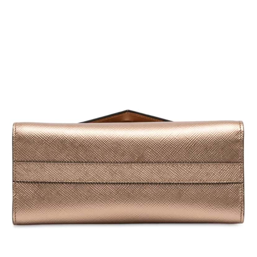 Prada Metallic Saffiano Cuir Leather Monochrome Envelope Flap Brown Leather Good condition - Inside View