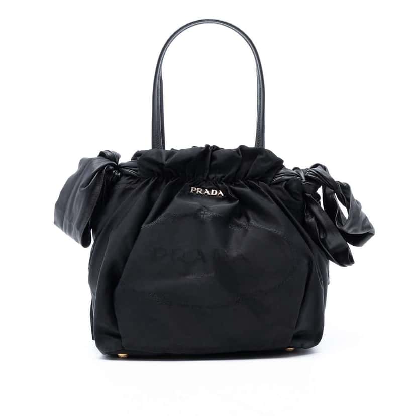 Prada Tessuto Logo Bow Satchel Black Good condition - Front View