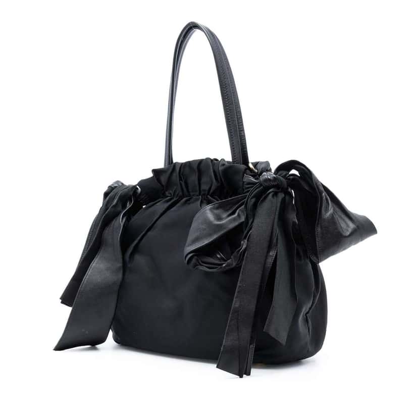 Prada Tessuto Logo Bow Satchel Black Good condition - Back View