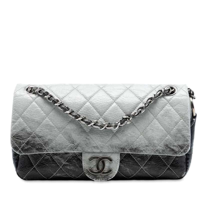 Chanel Small CC Quilted Vinyl Melrose Degrade Flap Grey Good condition - Front View
