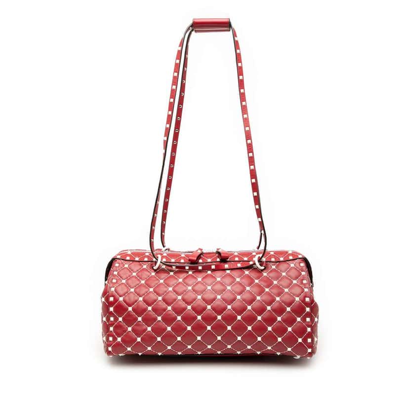 Valentino Lambskin Free Rockstud Spike Shoulder Bag Red Leather Good condition - Front View