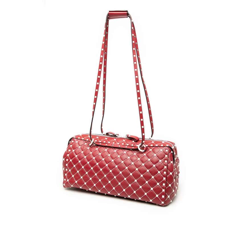 Valentino Lambskin Free Rockstud Spike Shoulder Bag Red Leather Good condition - Back View