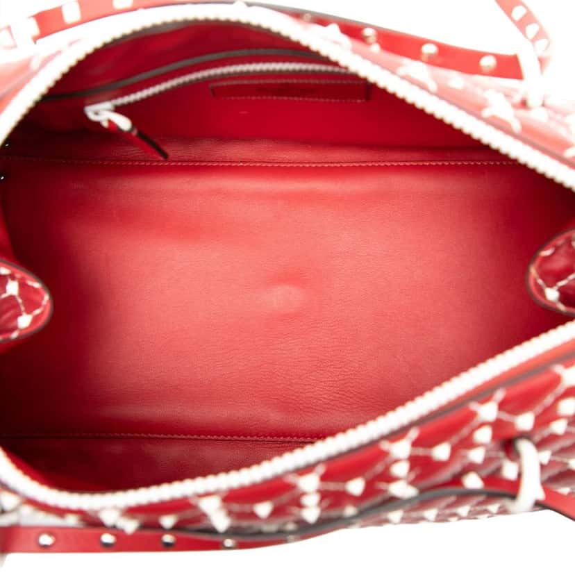 Valentino Lambskin Free Rockstud Spike Shoulder Bag Red Leather Good condition - Model View