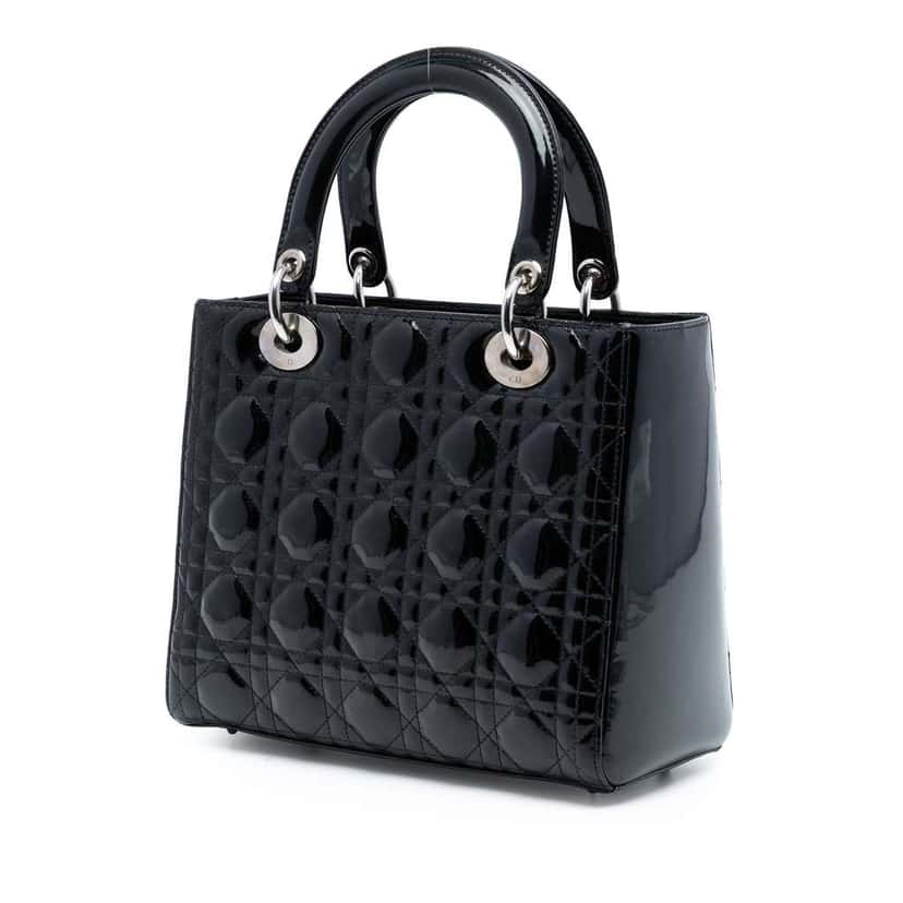 Dior Medium Patent Cannage Lady Dior Black Leather Good condition - Back View