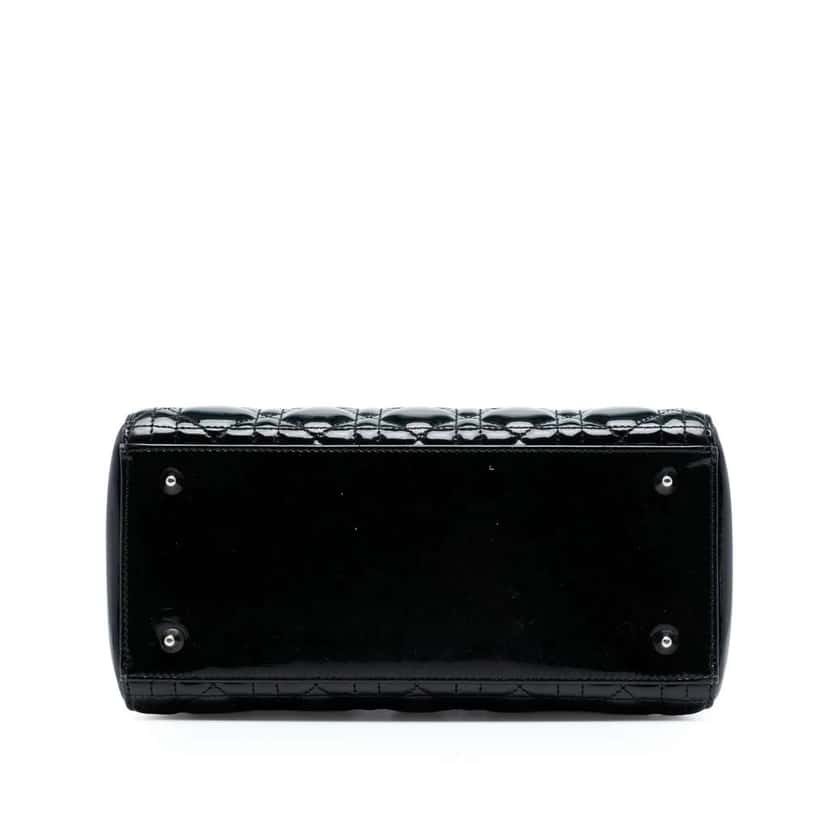 Dior Medium Patent Cannage Lady Dior Black Leather Good condition - Inside View