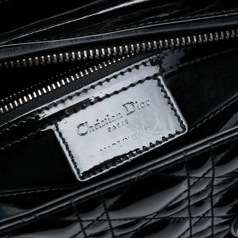 Dior Medium Patent Cannage Lady Dior Black Leather Good condition - Box View