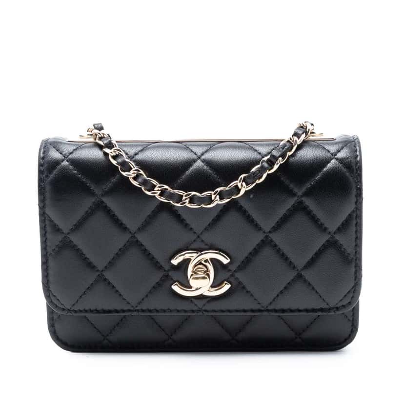 Chanel Mini Lambskin Trendy CC Wallet On Chain Black Leather Good condition - Front View
