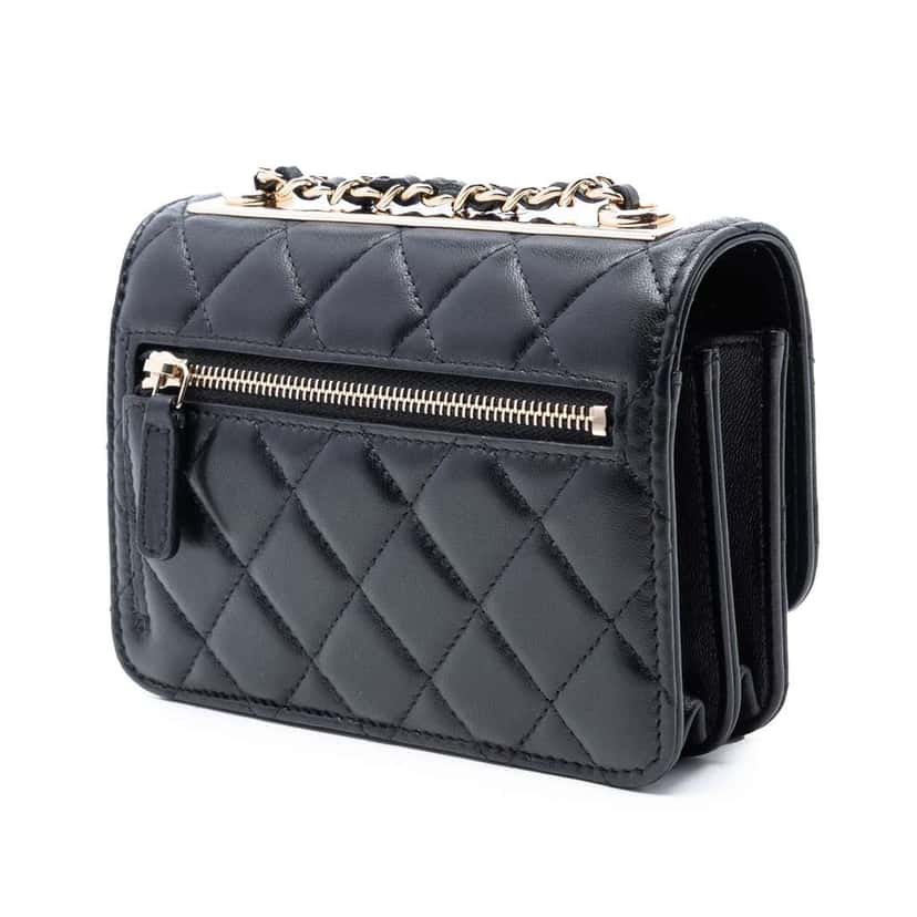 Chanel Mini Lambskin Trendy CC Wallet On Chain Black Leather Good condition - Back View