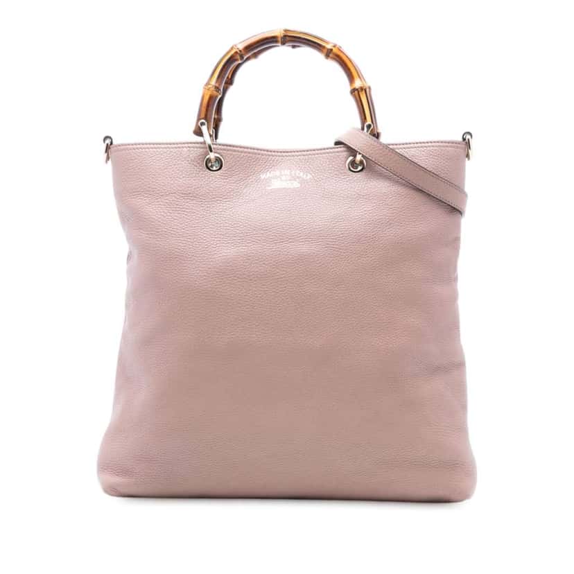 Gucci Tall Leather Bamboo Shopper Tote Pink Leather Very good condition - Front View