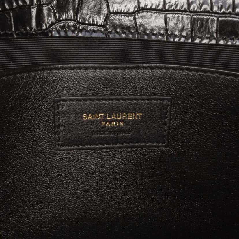 Saint Laurent Medium Croc Embossed Leather Kate Tassel Crossbody Black Leather Good condition - Box View