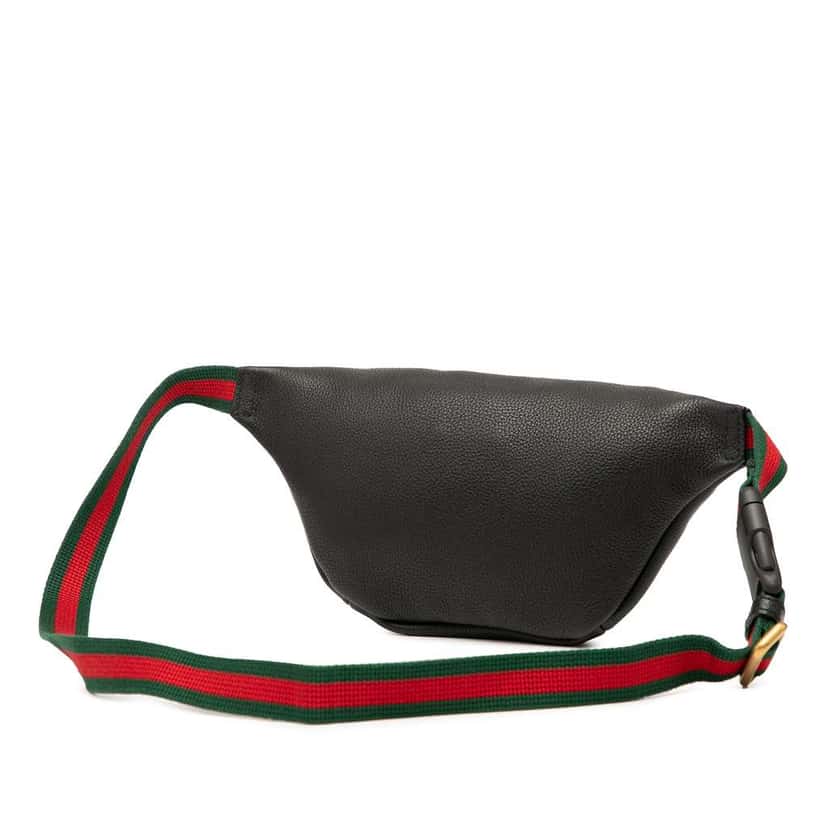 Gucci Small Grained Calfskin Logo Belt Bag Black Leather Good condition - Back View
