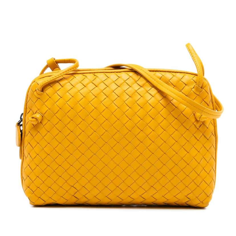 Bottega Veneta Nappa Intrecciato Nodini Crossbody Yellow Leather Good condition - Front View