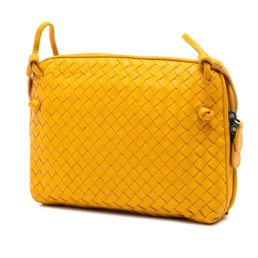 Bottega Veneta Nappa Intrecciato Nodini Crossbody Yellow Leather Good condition - Back View