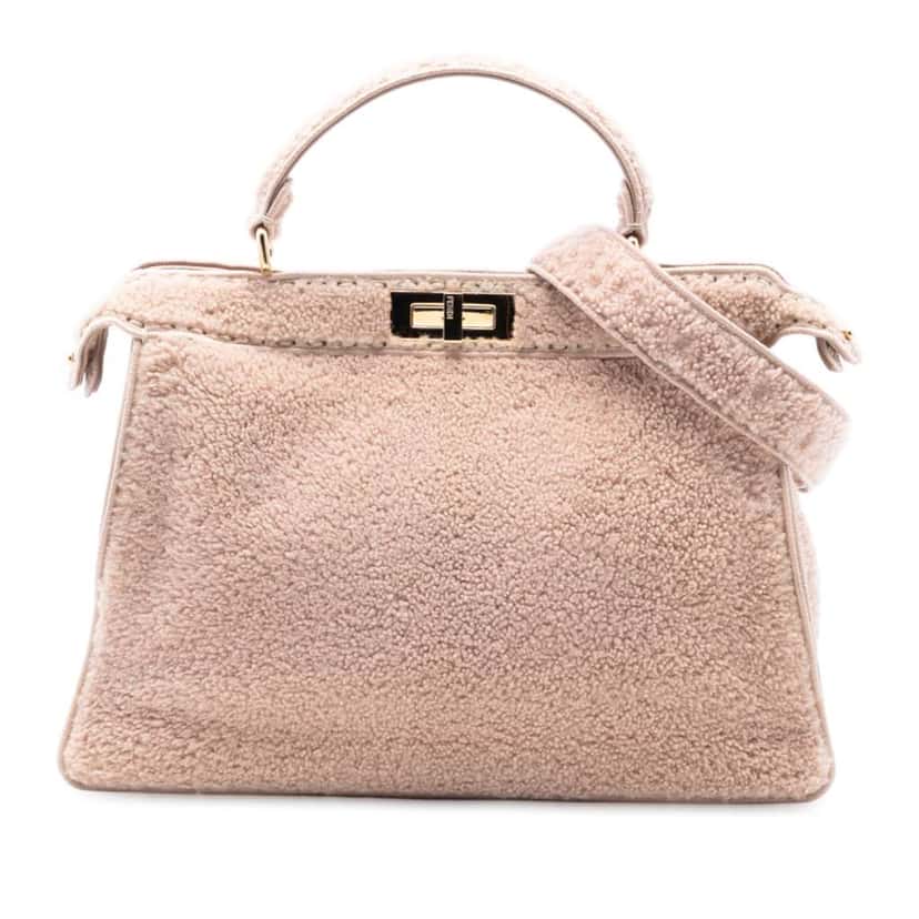 Fendi Large Shearling Peekaboo ISeeU Satchel Pink Very good condition - Front View