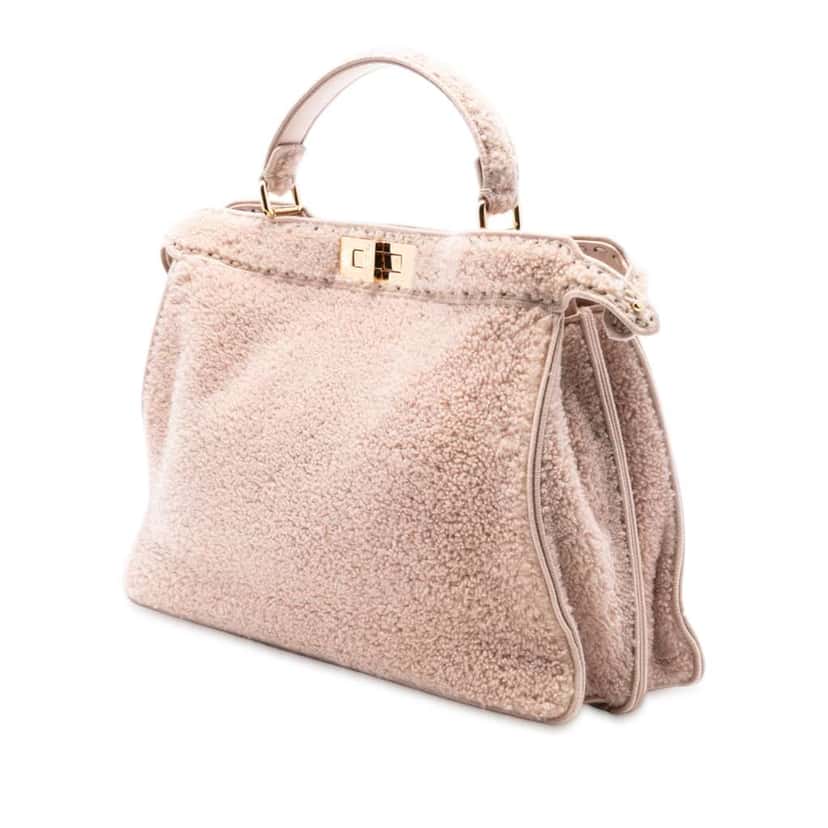 Fendi Large Shearling Peekaboo ISeeU Satchel Pink Very good condition - Back View