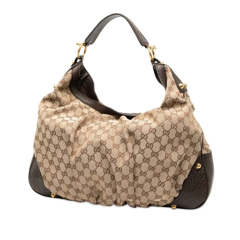 Gucci Large GG Canvas Jockey Hobo Brown Canvas Good condition - Back View