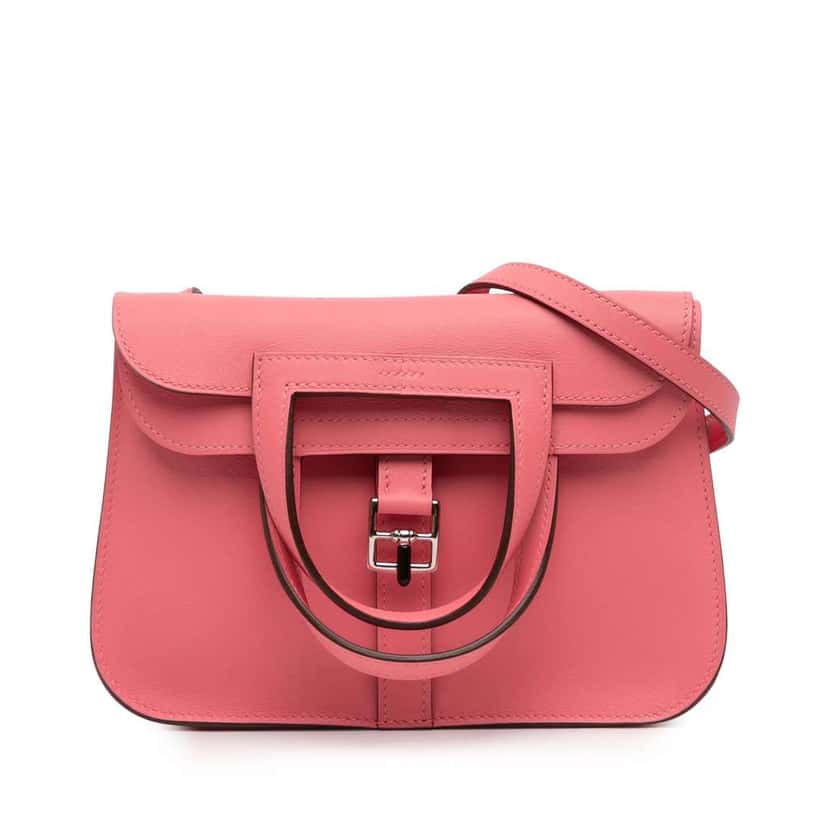 Hermès Mini Swift Halzan 22 Pink Leather Very good condition - Front View