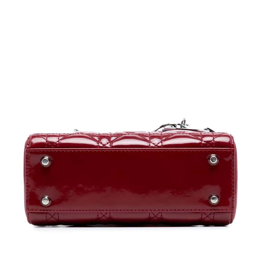 Dior Mini Patent Cannage Lady Dior Red Leather Good condition - Inside View