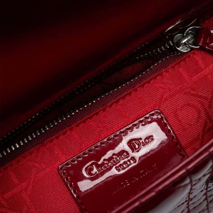 Dior Mini Patent Cannage Lady Dior Red Leather Good condition - Box View