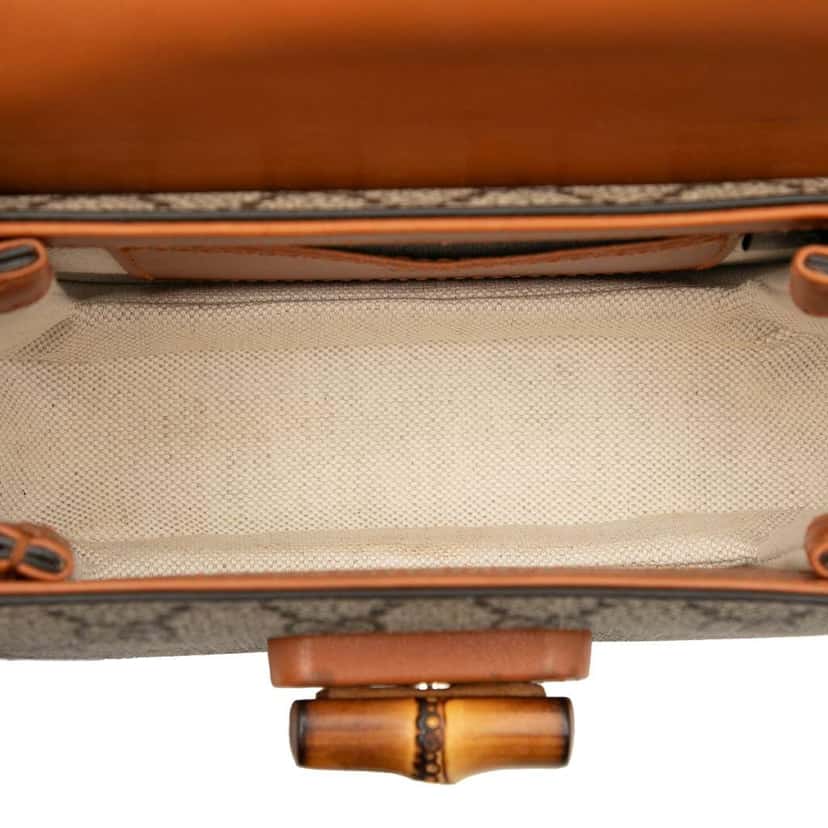 Gucci Mini GG Supreme Web Bamboo 1947 Belt Bag Brown Canvas Good condition - Model View