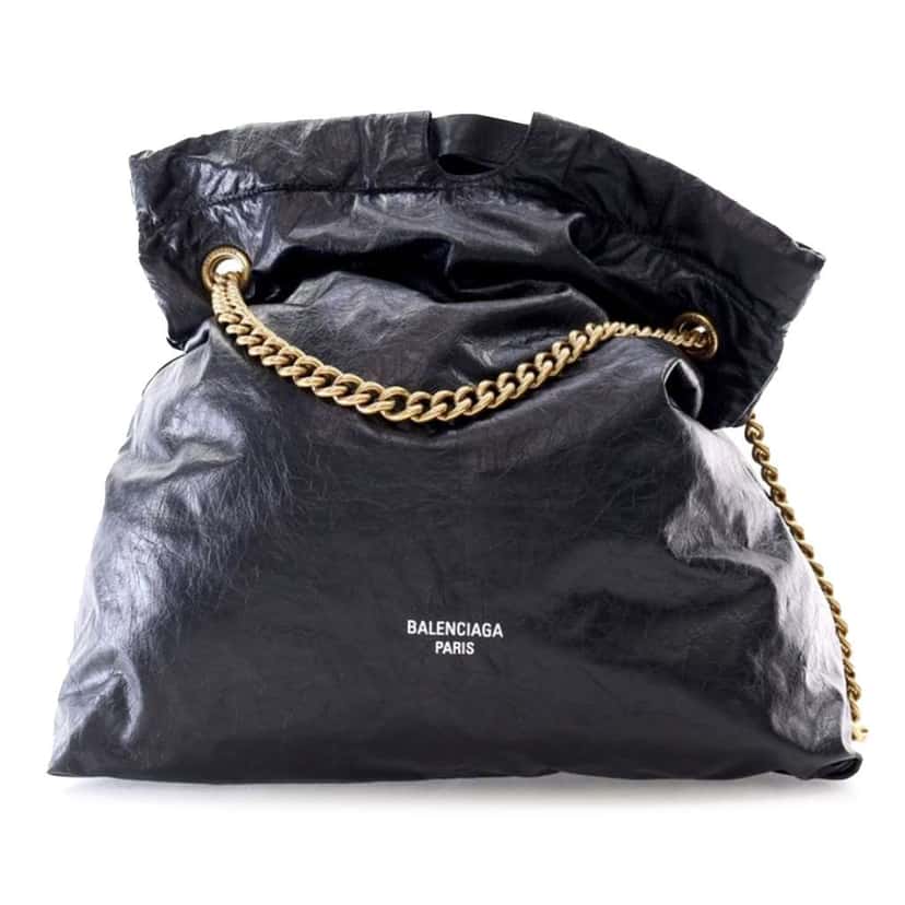 Balenciaga Medium Calfskin Crush Tote Black Leather Good condition - Front View