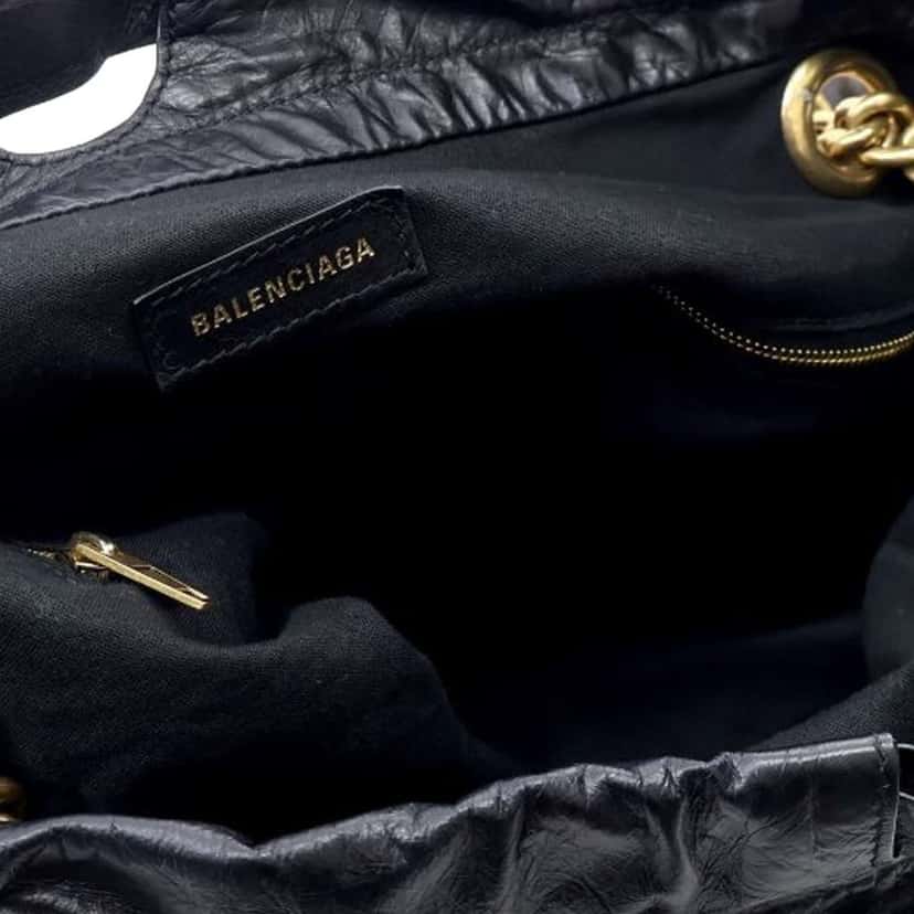Balenciaga Medium Calfskin Crush Tote Black Leather Good condition - Box View