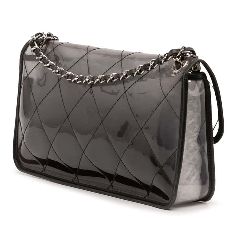 Chanel Stitched PVC and Calfskin Naked Flap Black Very good condition - Back View