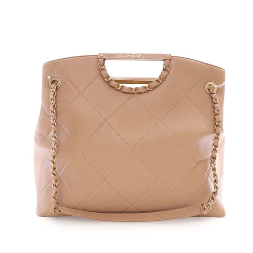 Chanel Quilted Caviar A Real Catch Shopping Tote Brown Leather Good condition - Back View