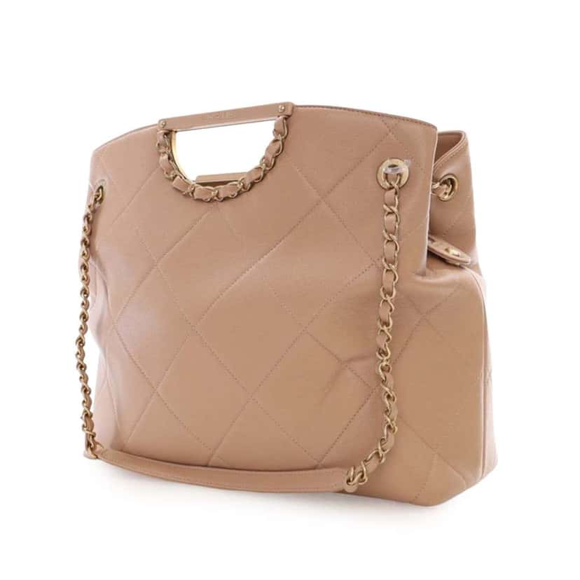 Chanel Quilted Caviar A Real Catch Shopping Tote Brown Leather Good condition - Inside View