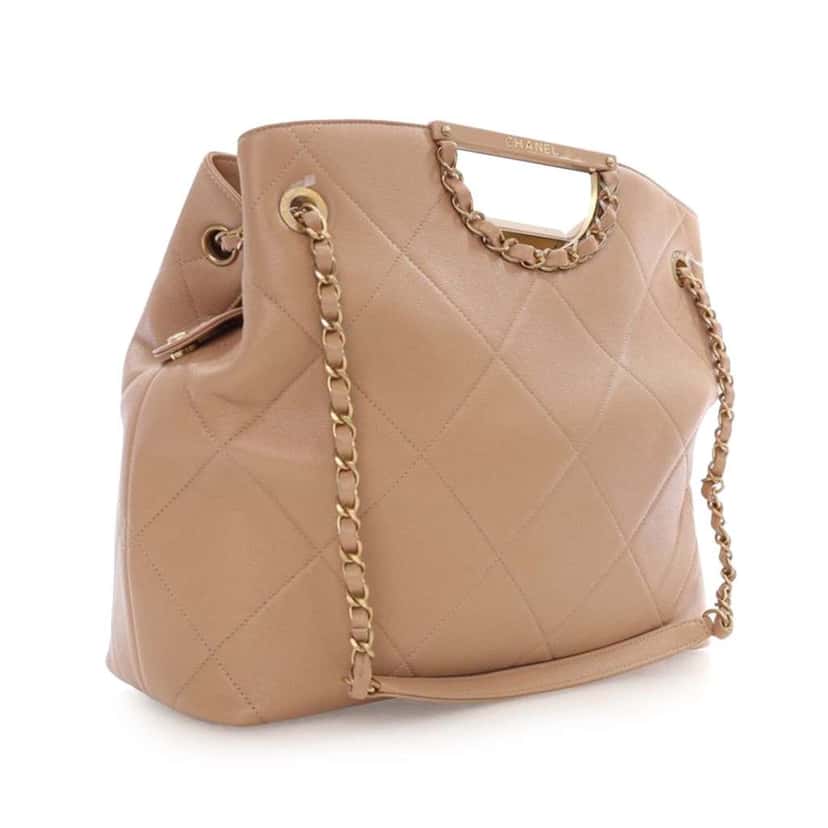 Chanel Quilted Caviar A Real Catch Shopping Tote Brown Leather Good condition - Model View